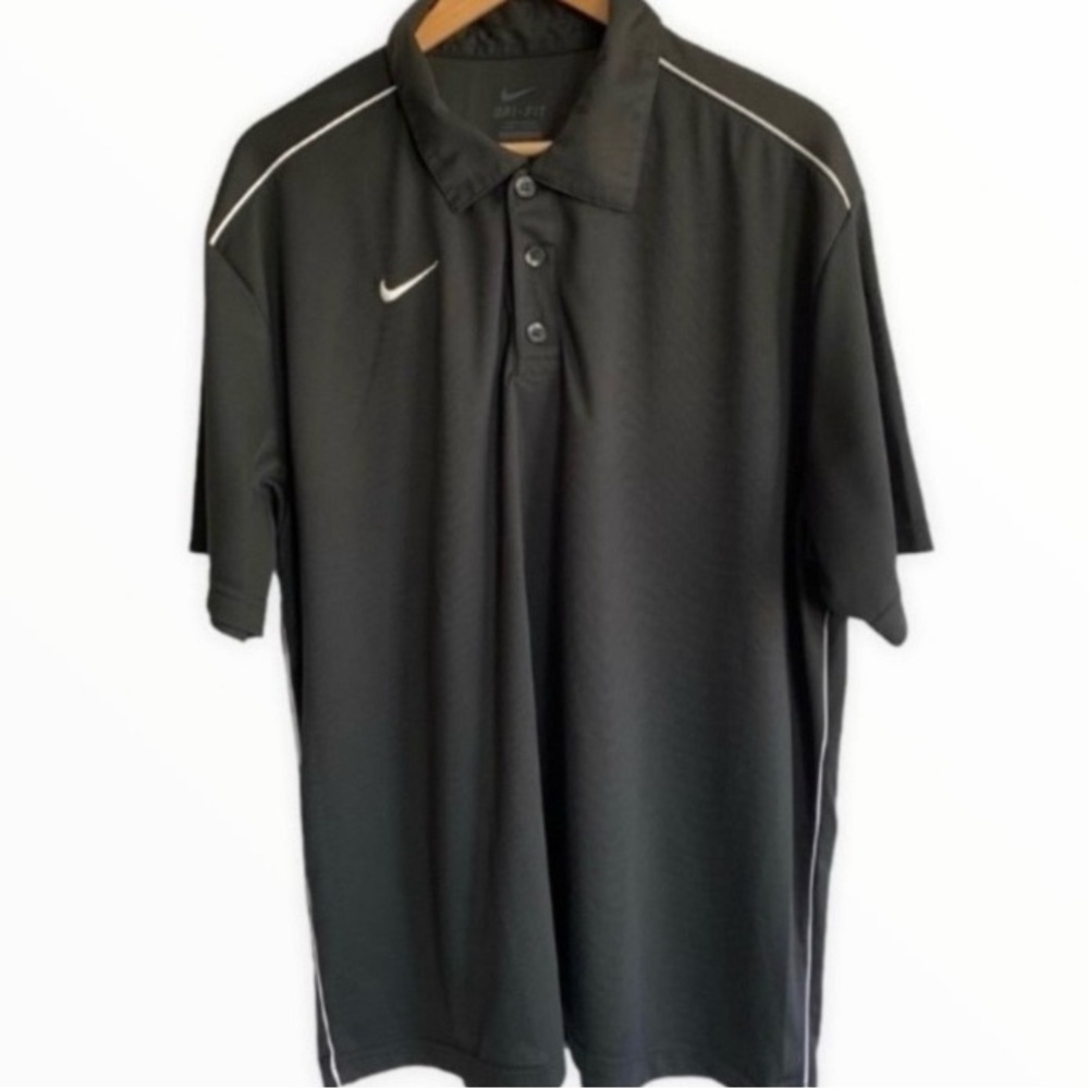 Nike Black Polo Shirt with White Trim Sz XL - Picture 2 of 4